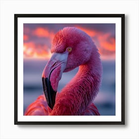 Sunset Flamingo Art Print