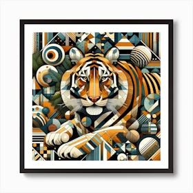 Geometric Art Tigers in the jungle 3 Art Print