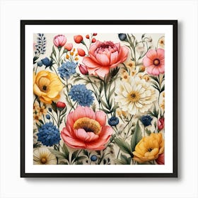 Watercolor Flowers 14 Art Print