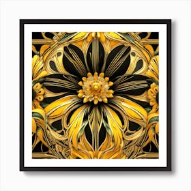 Yellow And Black Flower 1 Art Print