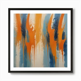 Orange And Blue Splashes Art Print