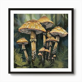 Mushrooms Fairycore Painting 4 Art Print