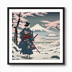 Japanese Woman In The Snow Art Print