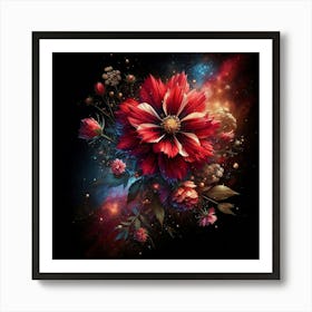 Flowers In Space Art Print