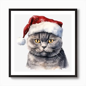 Santa Claus Cat 16 Art Print