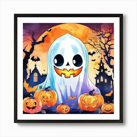 Ghost In The Pumpkin Patch 1 Art Print