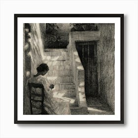 Woman Sitting On A Chair Art Print