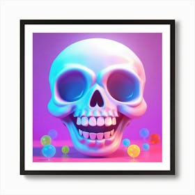 Skull With Bubbles Art Print