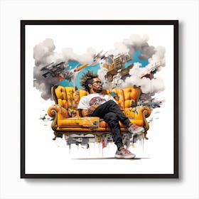 Man Sitting On A Couch Art Print