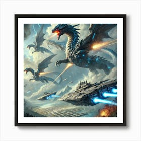 Azure Dragon Class Cruisers Kaiju Deployment Art Print