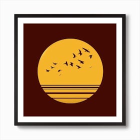 Sunset With Birds 2 Art Print