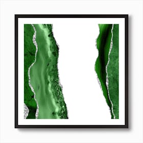 Green & Silver Agate Texture 14 Art Print