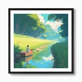 Girl In A Boat Art Print