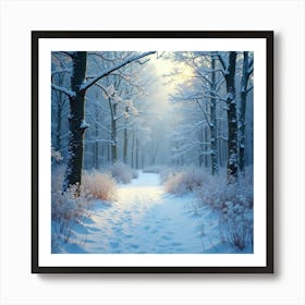 Gentle Snowfall Blanketing A Magical Woodland Landscape 1 Art Print