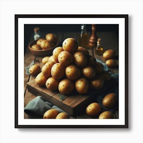 Potatoes On A Wooden Table Art Print