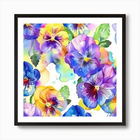 Pansies Seamless Pattern Art Print