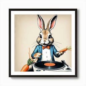 Rabbit On A Turntable Art Print