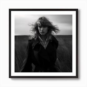 AI Taylor Swift In Field back white Art Print