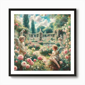 Angels In The Garden 2 Art Print