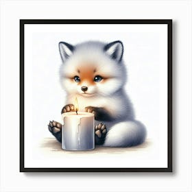 Fox With Candle Art Print