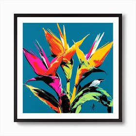 Andy Warhol Style Pop Art Flowers Heliconia 3 Square Art Print