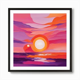 Sunset Over The Ocean 20 Art Print