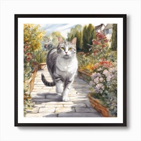 Cat In The Garden Art Print