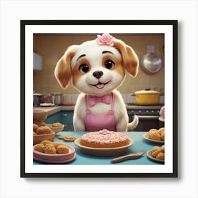 Dog In The Kitchen Art Print