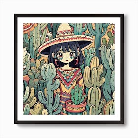 Cactus Girl Art Print