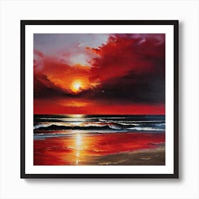 Sunset On The Beach 490 Art Print