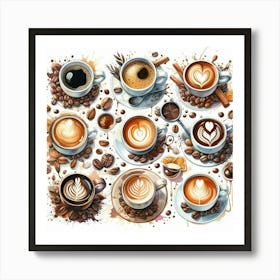 Coffee Cup Set 2 Art Print