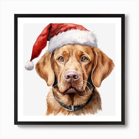 Golden Retriever Santa Hat 4 Art Print