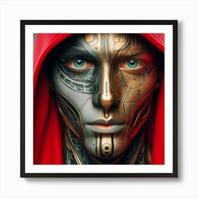 Robot Man In Red Hoodie Art Print