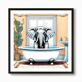 Elephant In Bathtub 11 Art Print
