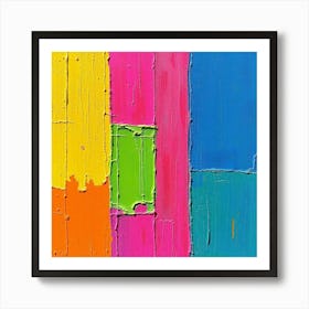 A Textured Acrylic Painting With Vertical Strokes Art Print