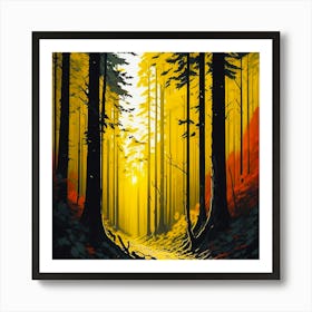 Yellow Forest Path Art Print