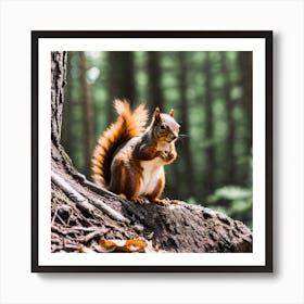 Squirrel In The Forest 115 Art Print