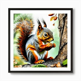 Squirrel In The Forest 346 Art Print