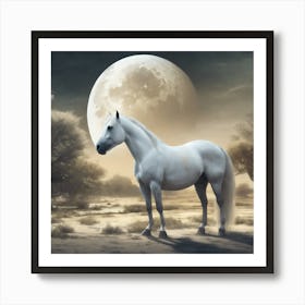 218199 A Picture, A Large Moon, And A White Horse Of The Xl 1024 V1 0 Art Print