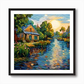 Garden of Tranquility: Van Gogh's Riverside Reverie Art Print