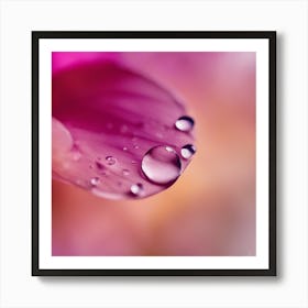 A Close Up Of A Delicate Raindrop On A Vibrant Flower Petal, Showcasing Its Reflective Surface And I Art Print