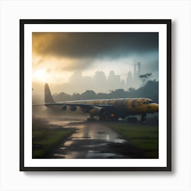 Airplane On The Runway Art Print