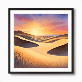 Painting Sunset In Dunes Art Print