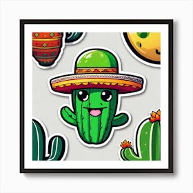 Cactus Stickers 3 Art Print