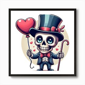 Valentine'S Day Skeleton 1 Art Print