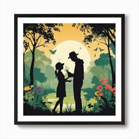 Couple In The Forest Art Print