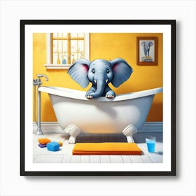 Elephant In Bathtub 4 Art Print