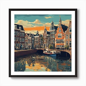 Amsterdam Canal Summer Aerial View 3 Art Print