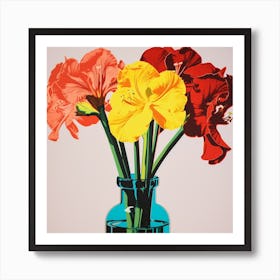 Amaryllis 2 Pop Art Illustration Square Art Print