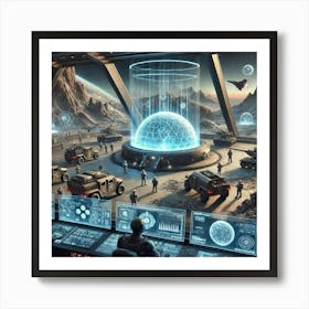 A Futuristic Sci Fi Scene Showcasing The Ground Op Art Print